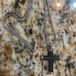 David Yurman chain & cross w/ black diamonds